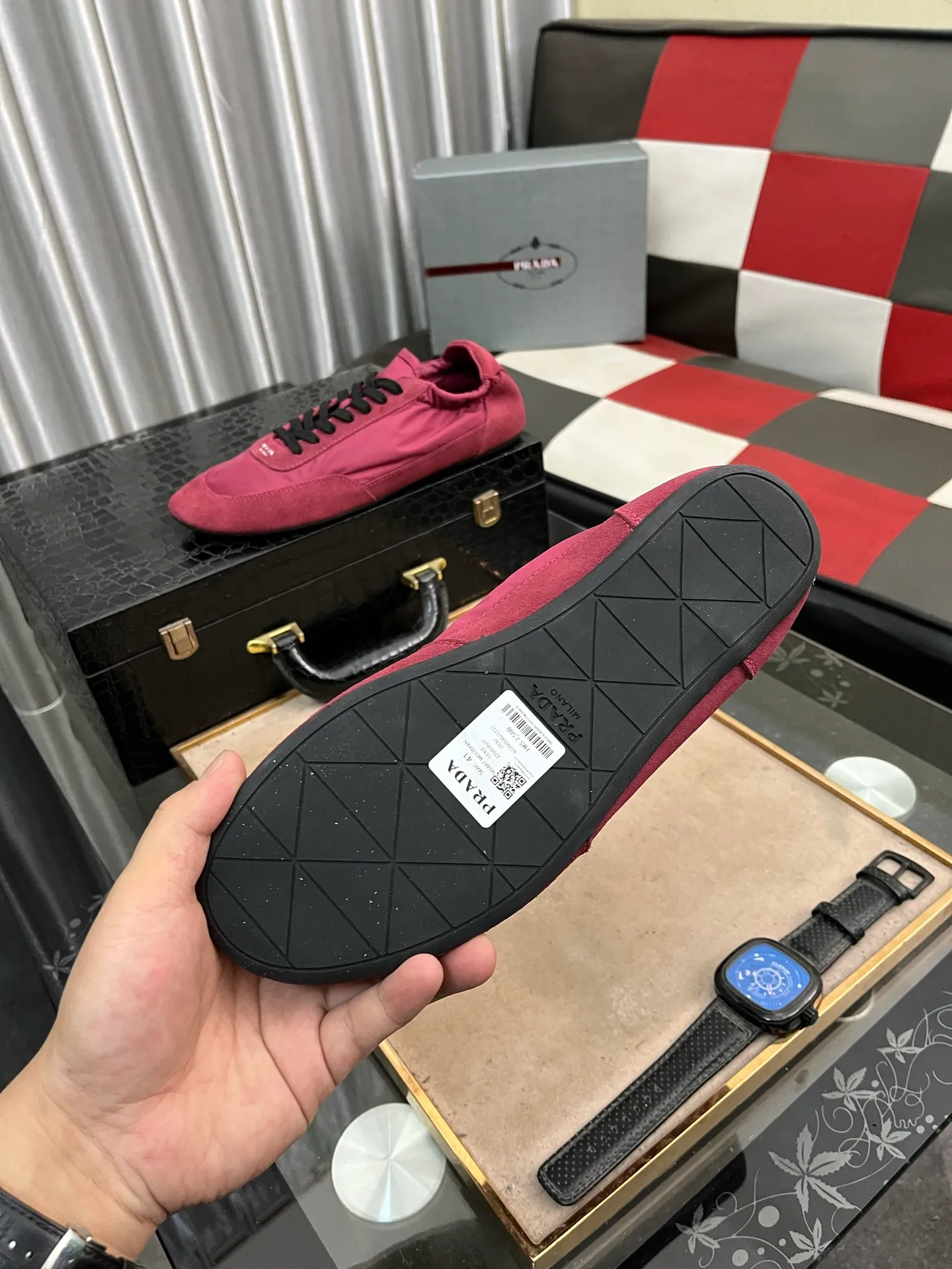 Men's shoes 💰500⌚️⌚️【PRADA】Prada - high-end quality original order 🔍🔍🔍 casual sports shoes - Upper: 🔝Nappa calfskin, brand high mercerized canvas, shoe body brand metal fasteners, tongue silk screen brand logo - Lining: water-dyed cowhide - Outsole: ultra-light TPU foam; molded outsole -Ultra-high quality control and fine workmanship: outstanding (high-end, extravagance, class) -Size: 38-446️⃣colors available